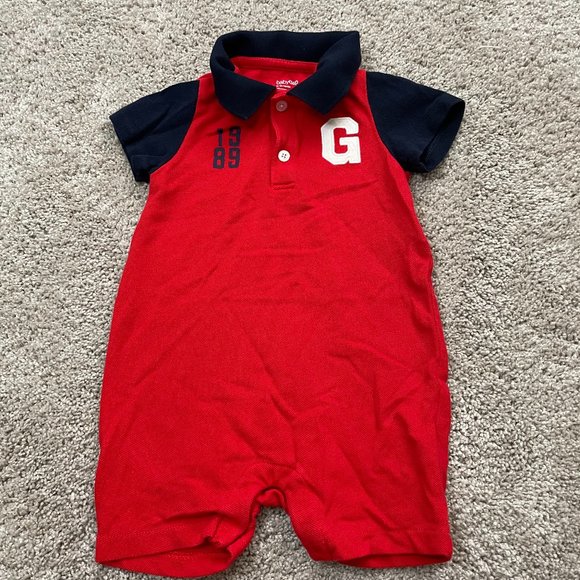 💙 Red Baby Gap Polo style One-piece with snaps on Shorts Size 18-24 Months 💙 - Picture 1 of 3